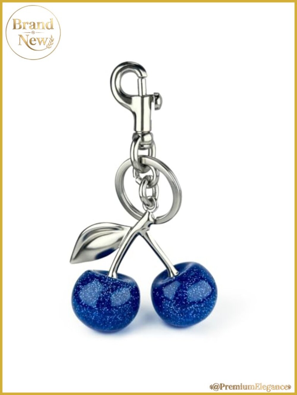 Glitter Cherry Bag Charm Keychain Resin Metal Lobster Clasp Purse Charm